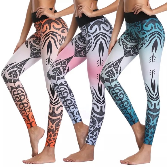FINAL PRICE !Pink black white tribal yoga leggings - Picture 4 of 4